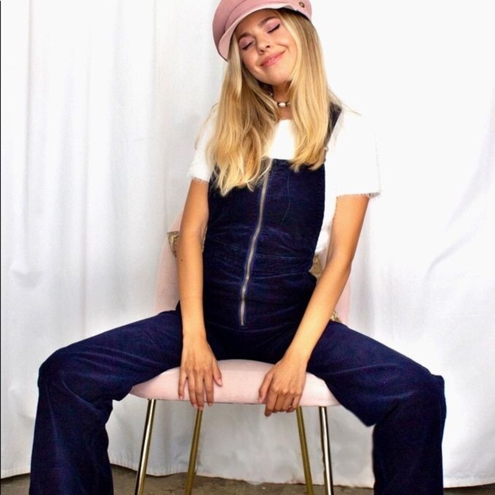 Rollas East Coast Flare Corduroy Overalls Midnight